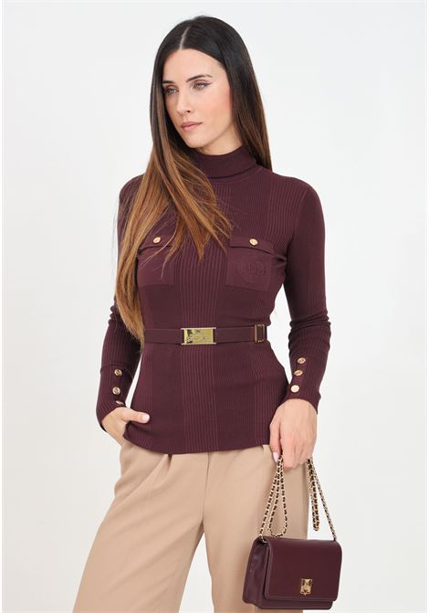 Maglioncino a collo alto bordeaux da donna con cintura ELISABETTA FRANCHI | MK11B46E2CG3